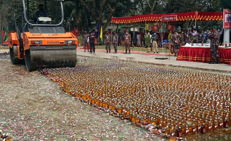 সিলেটে ১০ কোটি ৭৬ লাখ টাকার মাদক দ্রব্য ধ্বংস করলো বিজিবি