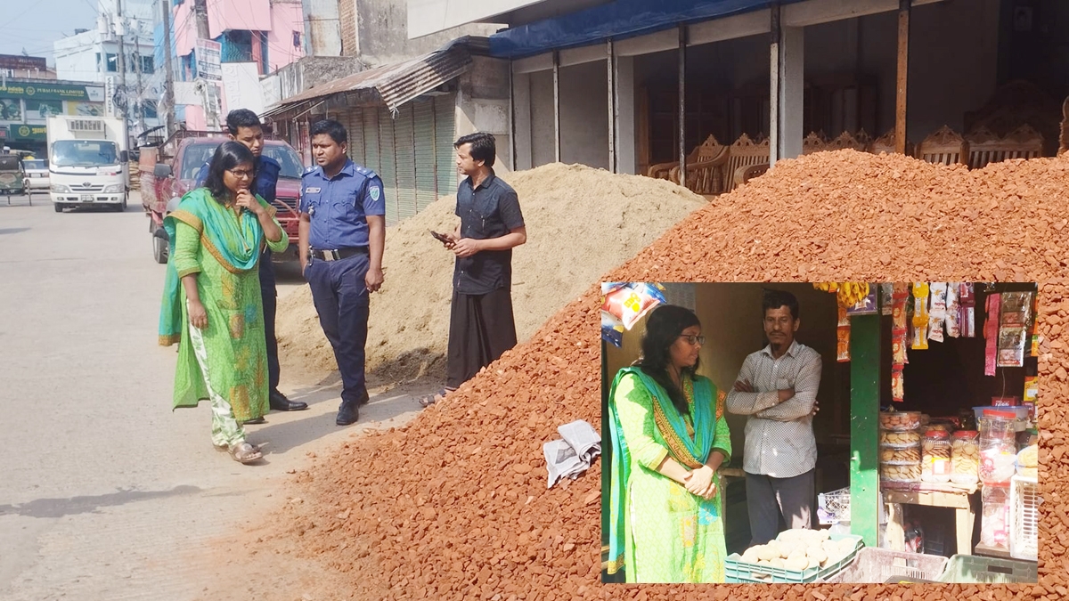 বিশ্বনাথে সড়কে ইট-বালু রাখায় ও অতিরিক্ত দামে পণ্য বিক্রি করায় জরিমানা